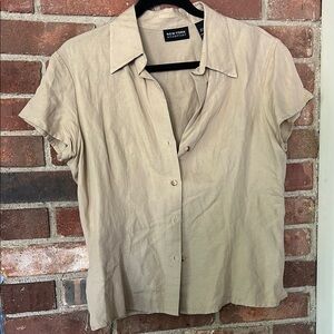 New York & Company Beige Button-Up Shirt